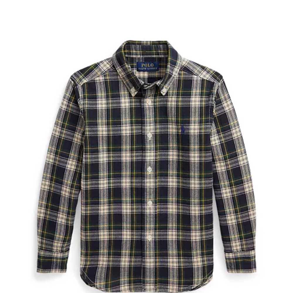 Polo by Ralph Lauren Men's Casual Plaid Shirt - Navy and Yellow
